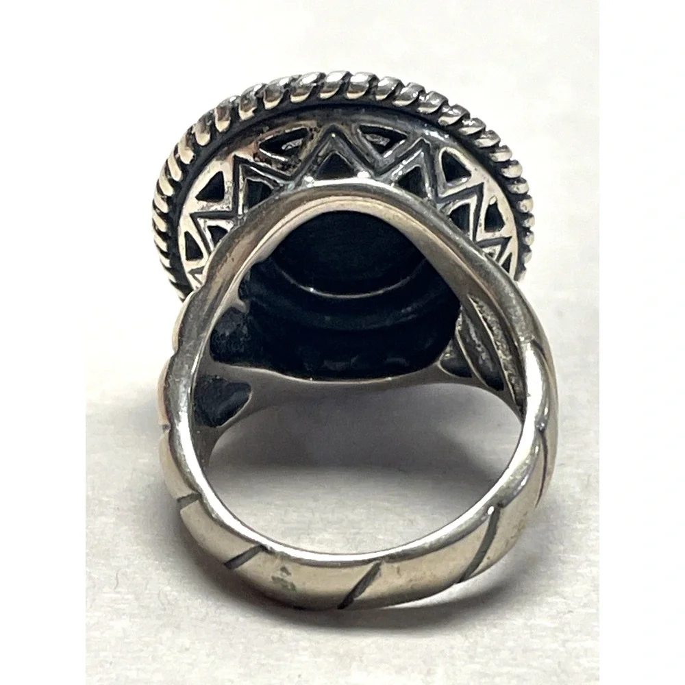 Carolyn Pollack 925 Sterling Silver Multi-Stone Ring Size 6 Geometric Inlay 14g